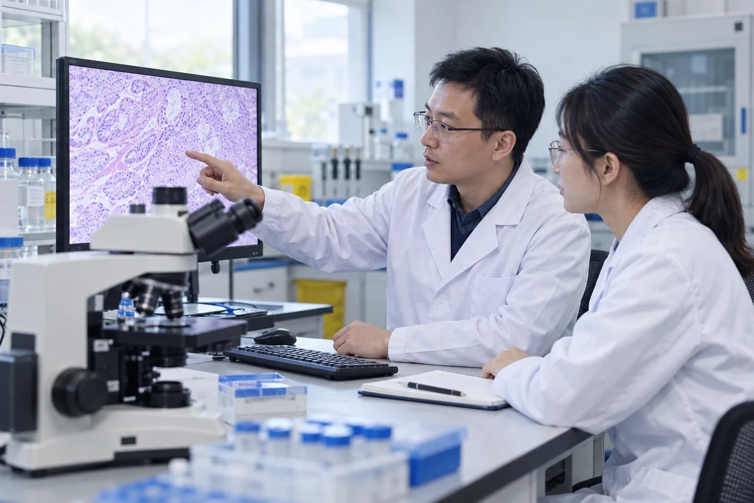 健康管理与效果评价相关实验室场景示意,AI 生成